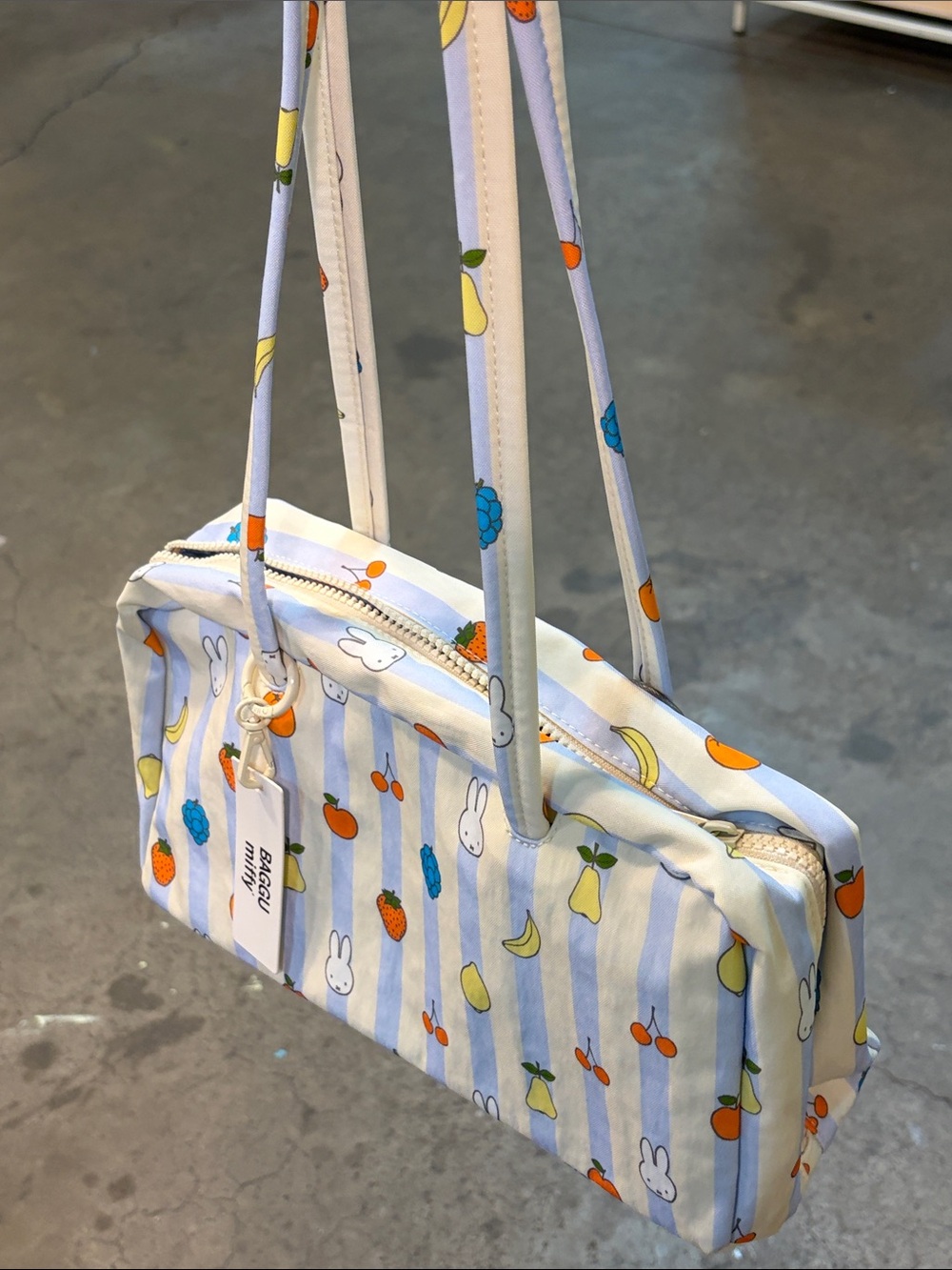 BAGGU MIFFY nylon bowler bag Picnic stripes